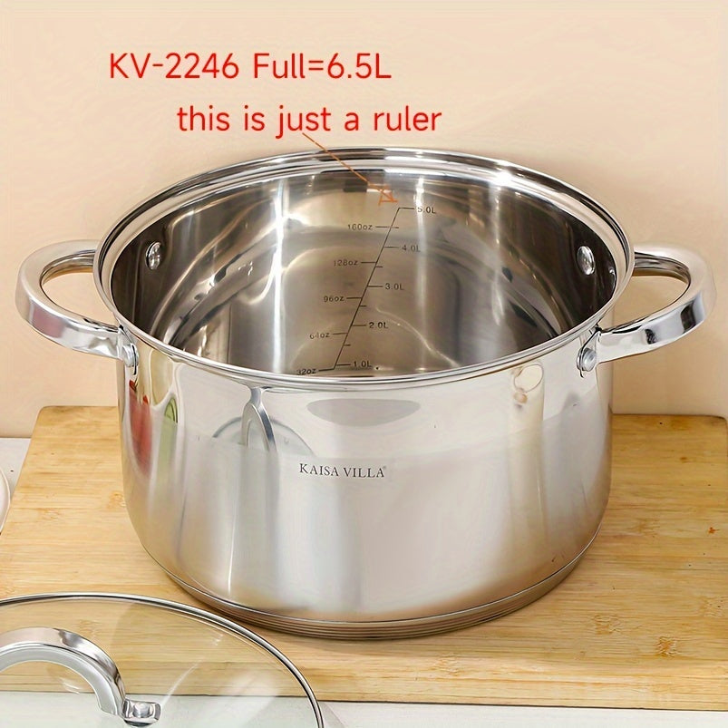 Stainless Steel Soup Pot Double Ears Thickened 5-Layer Bottom for Gas Stove and Induction