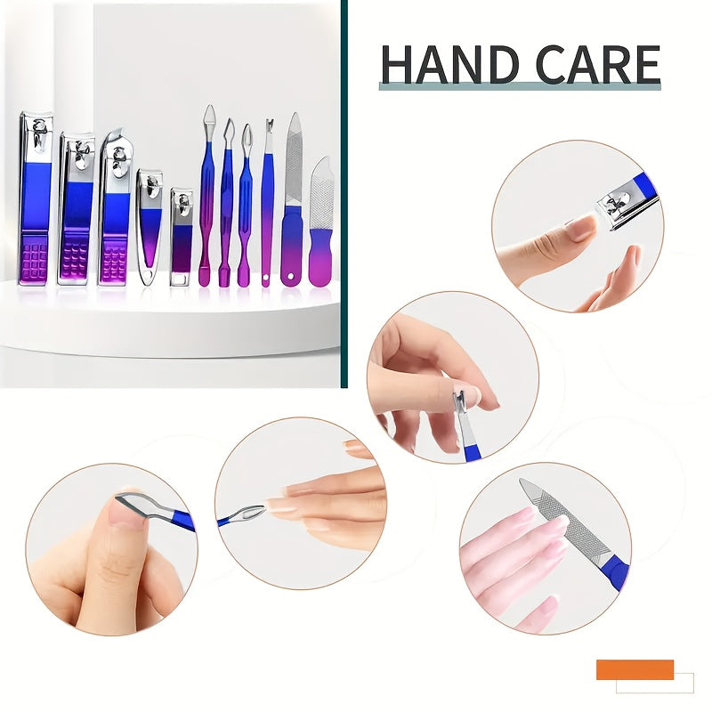 Colorful Stainless Steel Nail Clipper Set for Home and Travel Beauty Care