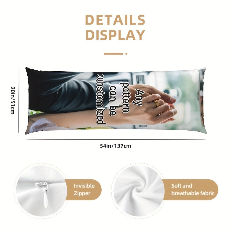 Full Body Plush Pillow Cover 50.8x137.2 cm Personalized Double-Sided Print Breathable Fabric