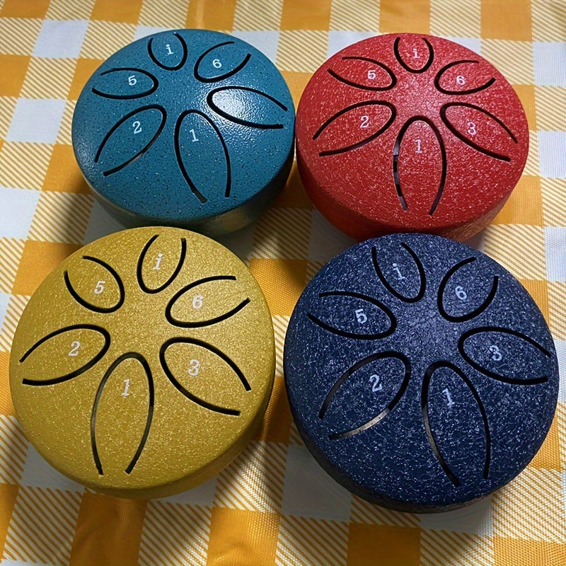 Mini tambor de lengua de acero de 6 notas, instrumento de percusión pequeño para meditación, yoga y relajación