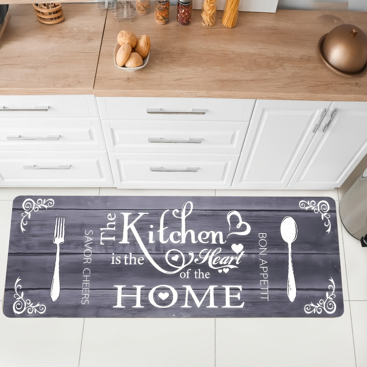 Farmhouse Kitchen Anti-Fatigue Floor Mat Multi-Purpose Washable Rug for Kitchen Bathroom Living Room Office