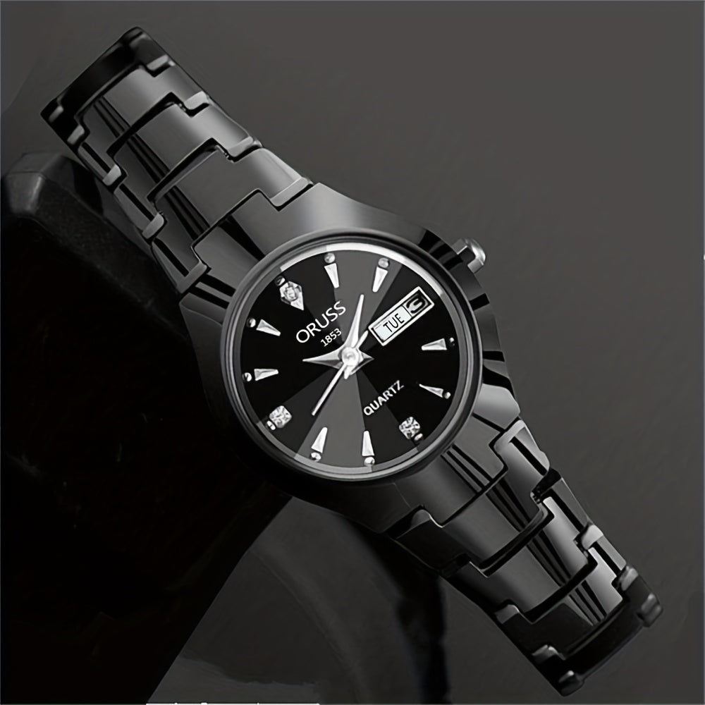 Women's All-in-One Steel Watch with Quartz Movement and Classic Design