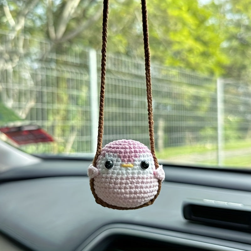 Women Handmade Hooked Weaving Animal Car Mirror Charm Decoration Pendant