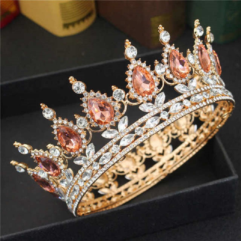 Wedding Crown for Women and Girls Rhinestone Gold Baroque Queen Tiara Bridal Headpiece