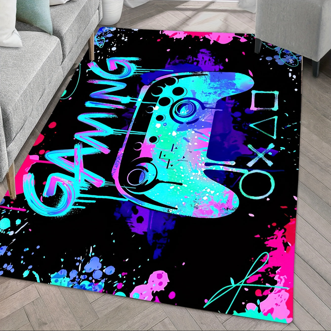 1 шт., 3D Gaming Area Rug из мягкого фланелевого материала, идеально подходящего для вашей гостиной, спальни или ковра. Этот коврик, пригодный для машинной стирки, отлично подходит для геймеров и имеет декоративный дизайн контроллера.