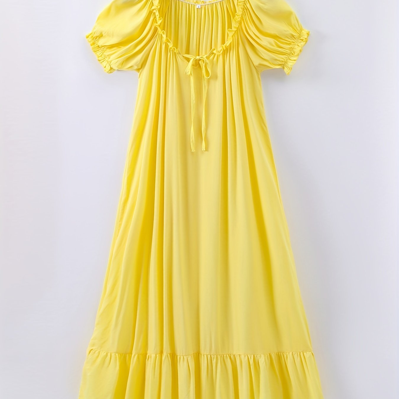 Women's Viscose Nightdress with Lace Trim and Ruffle Hem for Summer