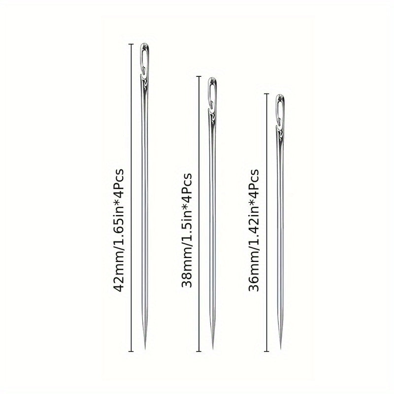 12 штук слепых швейных игл с боковым отверстием для пожилых людей, подходящих для ручного шитья и домашних проектов DIY с возможностью самозаправки.