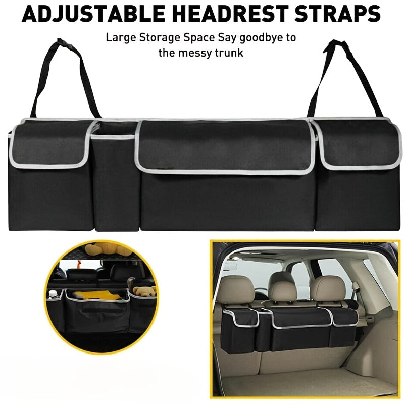 Organizador de asiento trasero para coche, bolsa de almacenamiento plegable de tela Oxford con bolsillos
