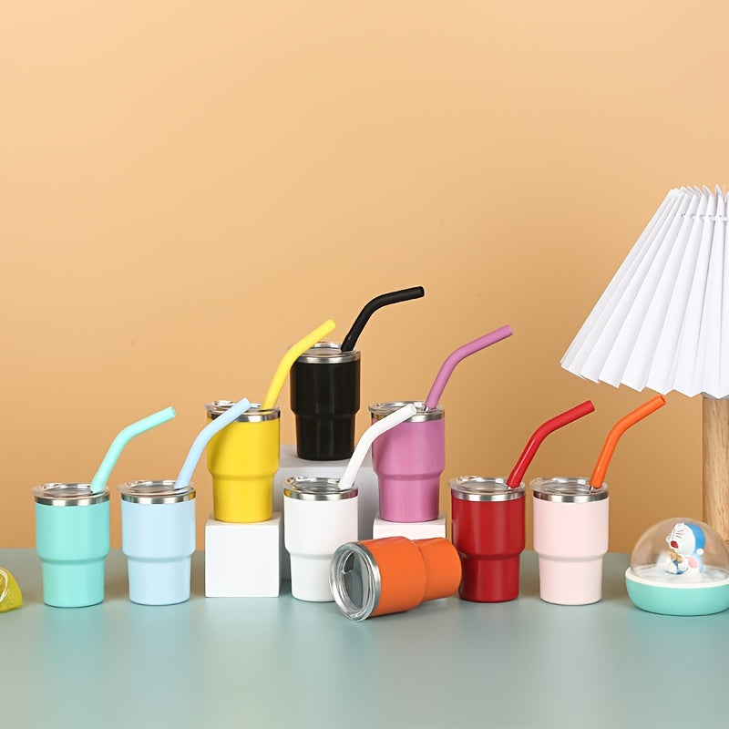 Vasitos de acero inoxidable con tapas y pajitas 9-pack para uso en casa y bar