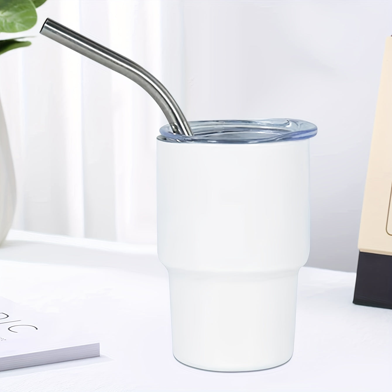 Набор из 6 мини бокалов для вина из нержавеющей стали, вакуумные стаканы с соломинкой и крышкой, идеальный подарок для использования в пути.