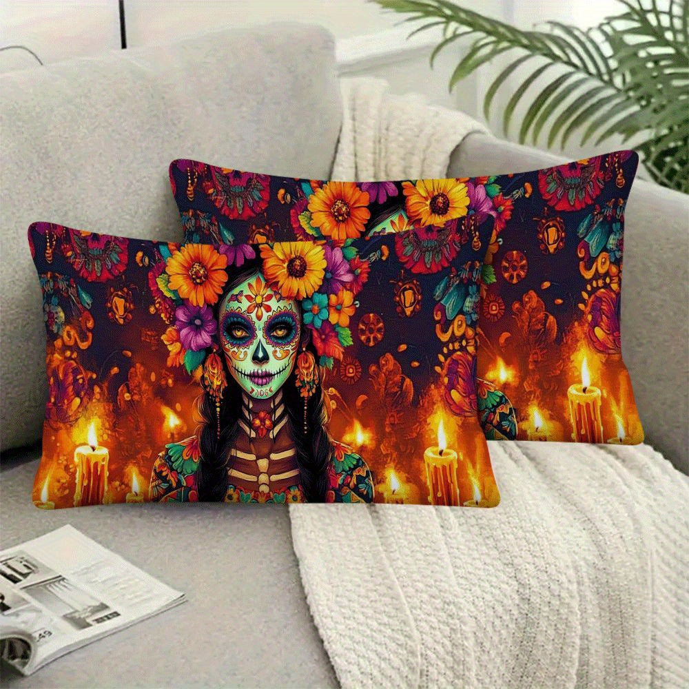 Vintage Mexican Sugar Crane Cushion Cover Flannel Decorative Pillowcase 50.8x30.5 cm All-Season Zipper Closure