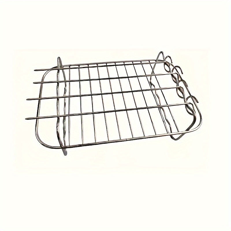 Stainless Steel Air Fryer Rack with Skewers Multi-Purpose BBQ Grill Accessory