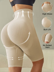 Women's High Waist Shaping Shorts Tummy Control Butt Lifter Seamless Knit Black