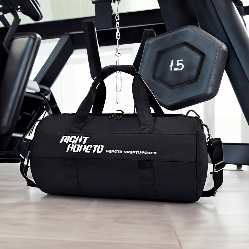 Large Nylon Gym Duffel Bag with Wet Dry Separation in Black 48x27x27cm