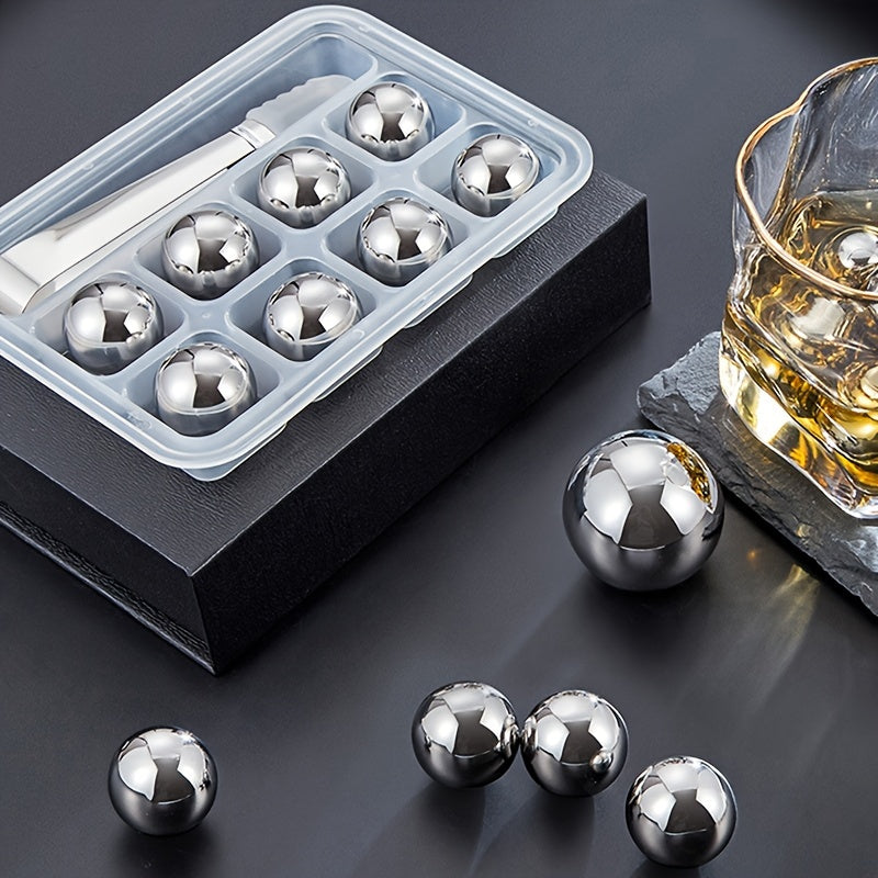 Set of 8 Stainless Steel Ice Ball Makers 25mm Quick-Freeze Spheres for Whiskey and Wine