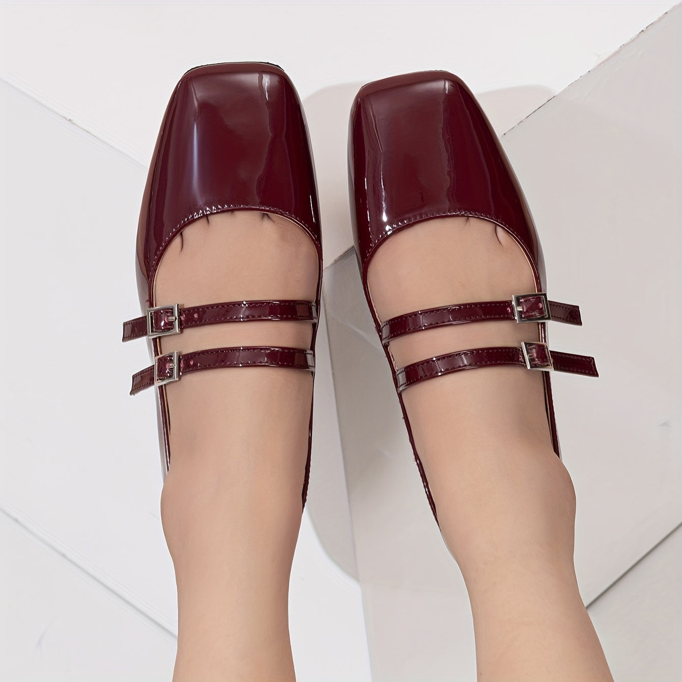 Women's Red Mary Jane Flats Soft Bottom Outdoor Comfortable for Driving Shopping Maternity