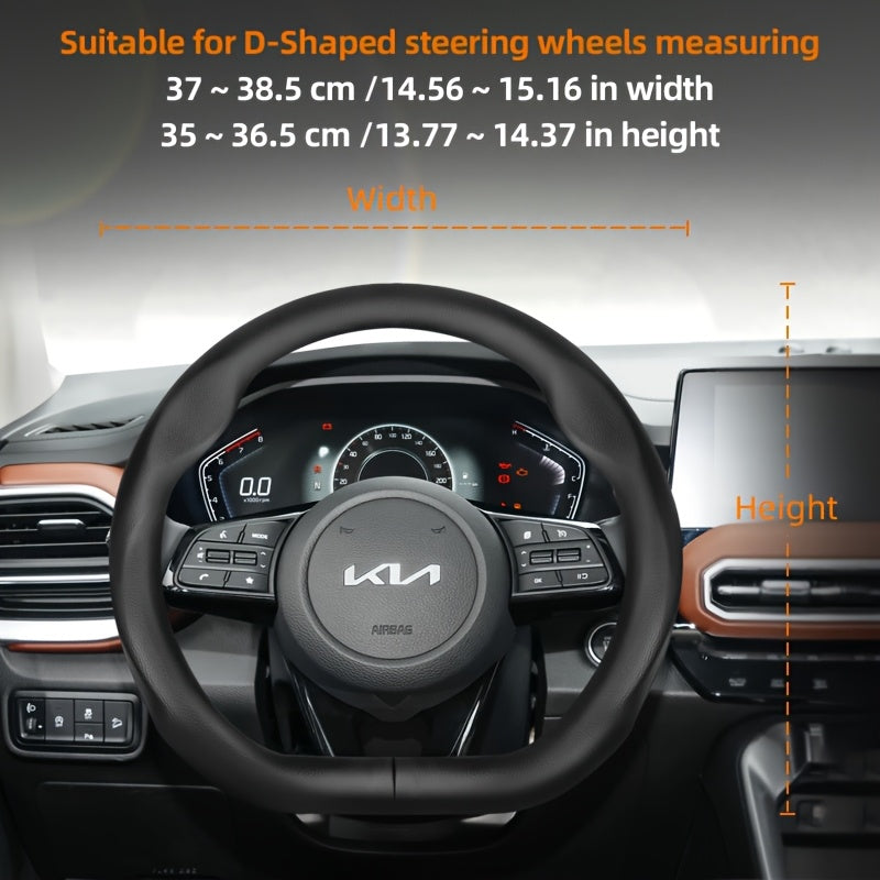 Universal Ultra-Thin Faux Leather Steering Wheel Cover Breathable Non-Slip