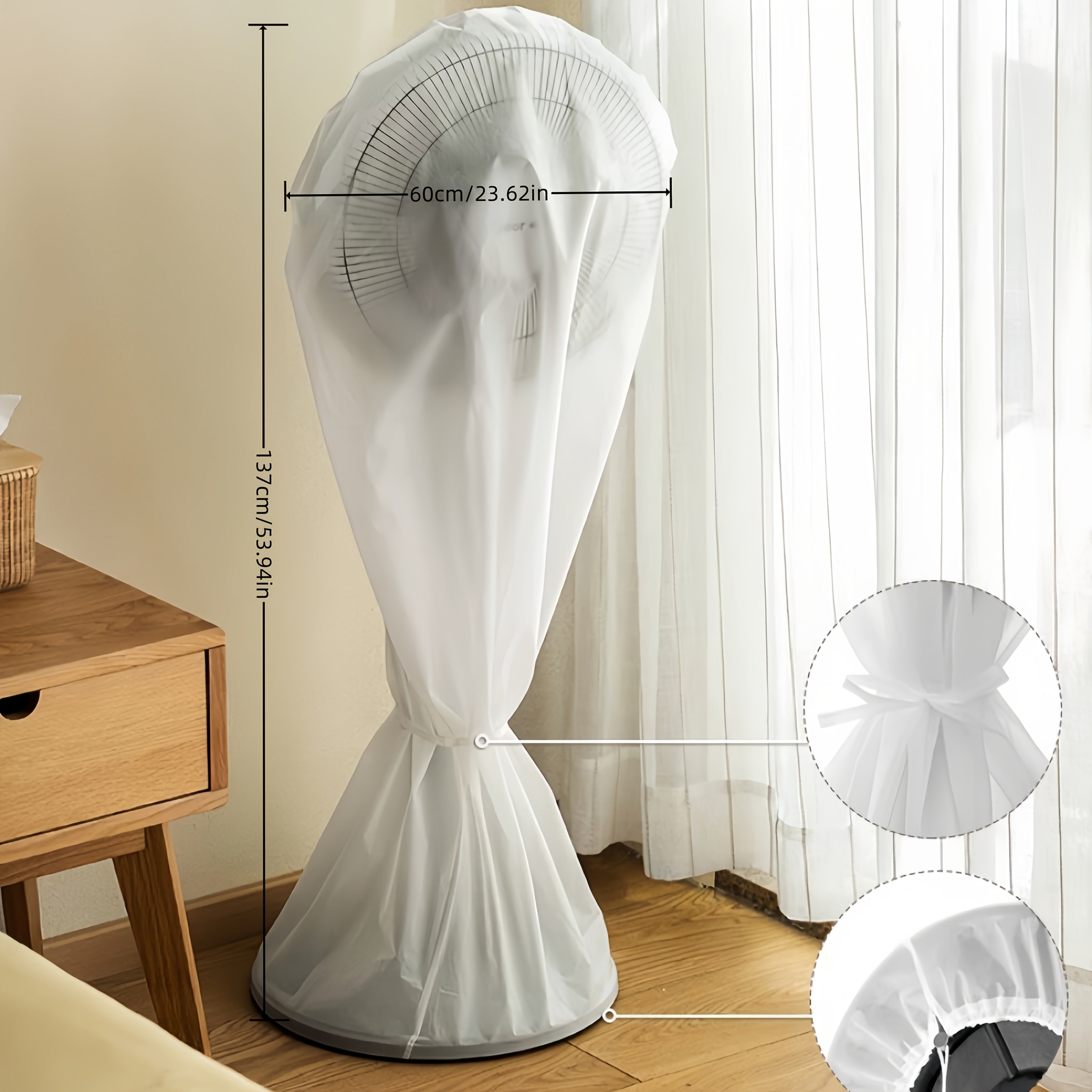 Pedestal va devor ventilyatorlari uchun bardoshli PVC chang yopqichi, shaffof va xavfsiz moslash dizayni bilan, universal moslik.