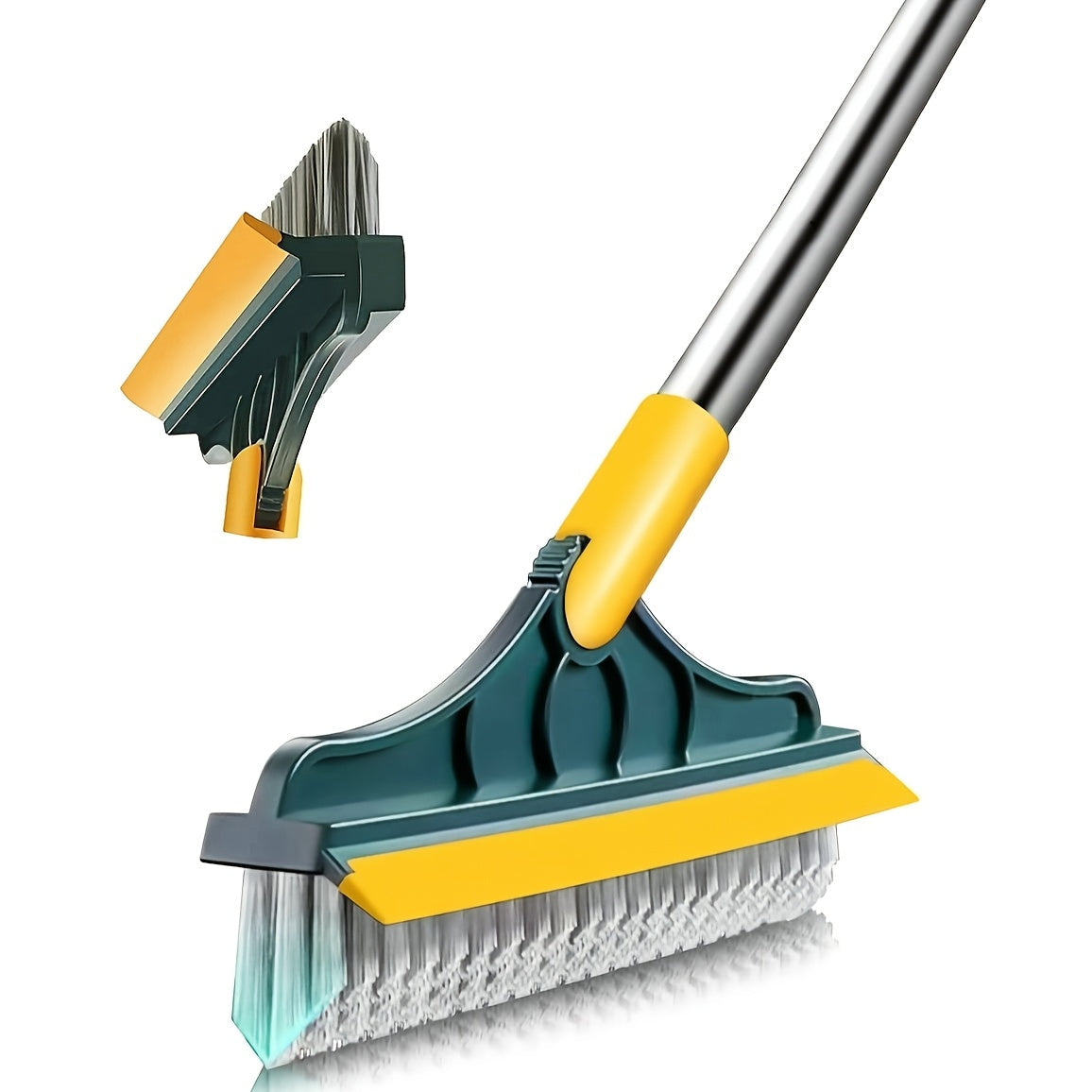 2-in-1 Multi-Surface Cleaning Brush with Long Handle and Squeegee