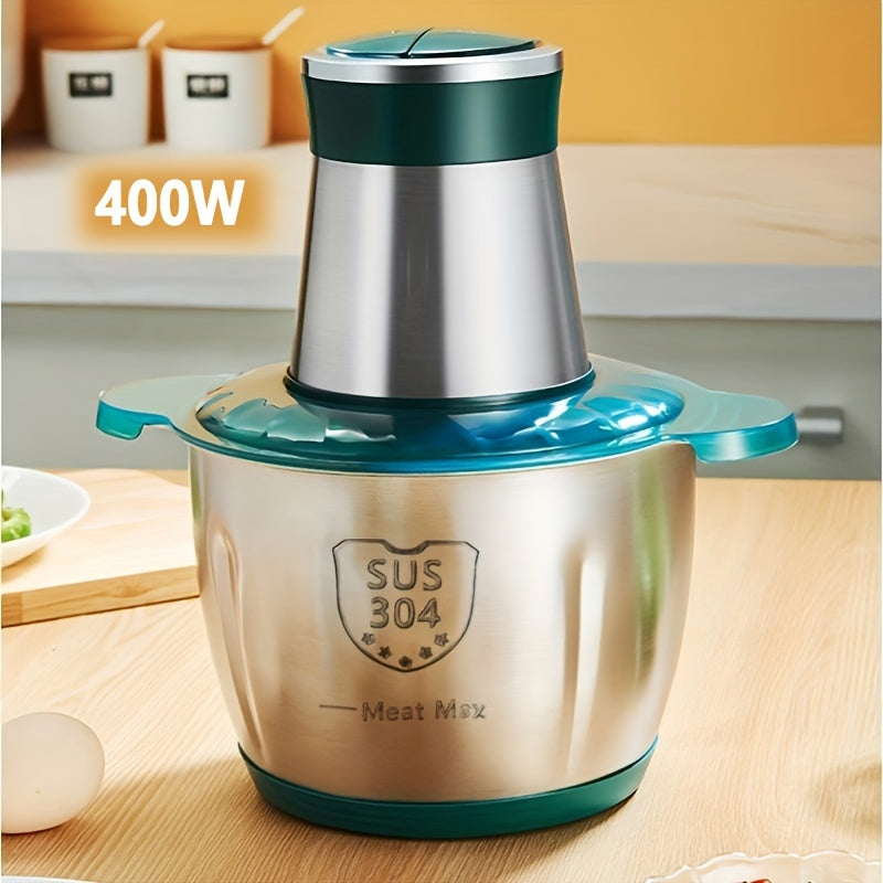 2 tezlik, 4 ta bi-balandlikdagi zanglamaydigan po'latdan yasalgan pichoq bilan kuchli Oziq-ovqat protsessori va go'sht maydalagich, sabzavotlar, piyoz va sarimsoq uchun. Shisha yoki zanglamaydigan po'lat variantlar bilan EU rozetkasi mavjud.