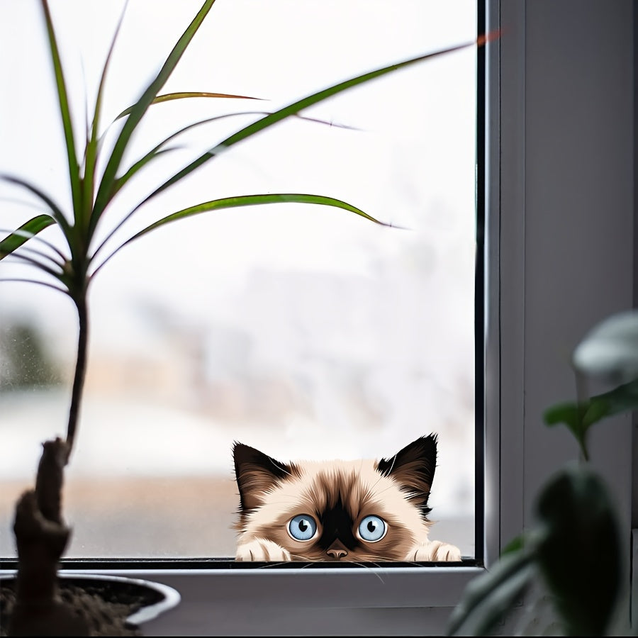Peek-a-Boo Cat Glass Window Sticker Self-Adhesive Decor for Cat Lovers