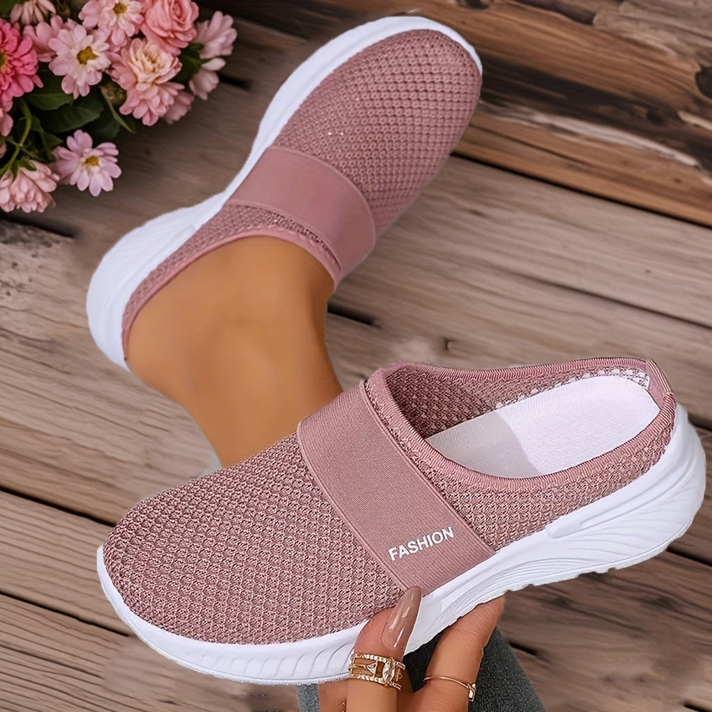 Ayollar oq Slip-On sport poyafzallari nafas oladigan tarmoq bilan kundalik yozgi qulaylik