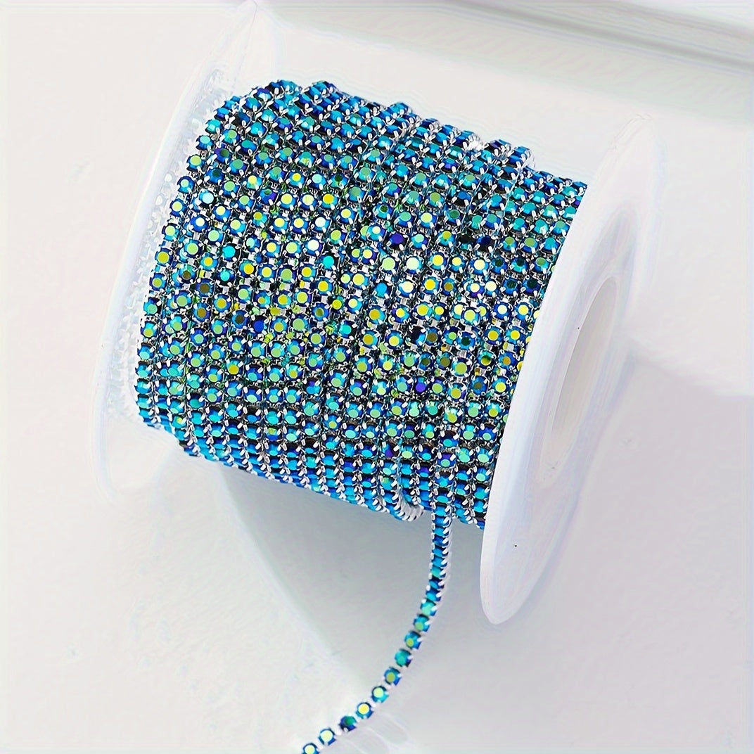 450cm Rhinestone zanjir ruloni, tirnoq san'ati, poyabzal, kiyim-kechak, zargarlik qilish uchun