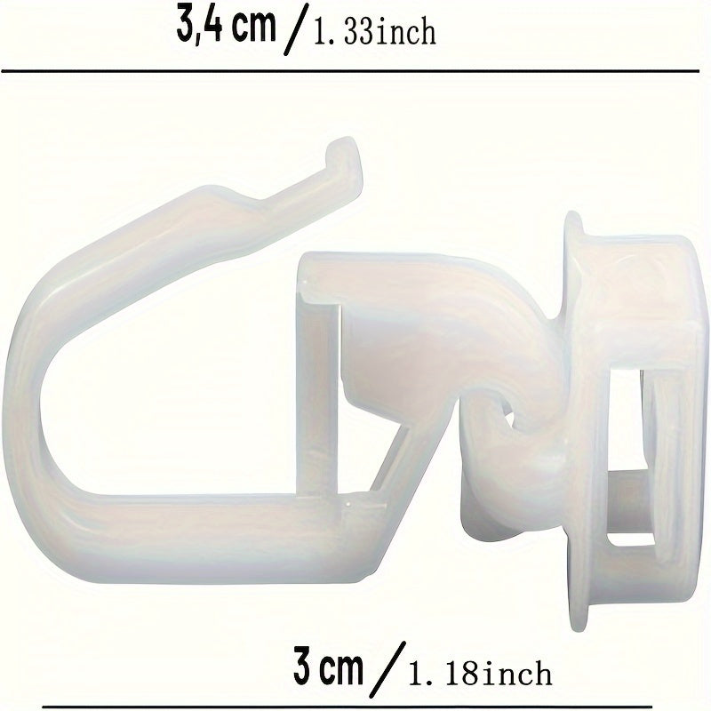 Twenty White Plastic Curtain Track Gliders with Hooks for Curtain Rails