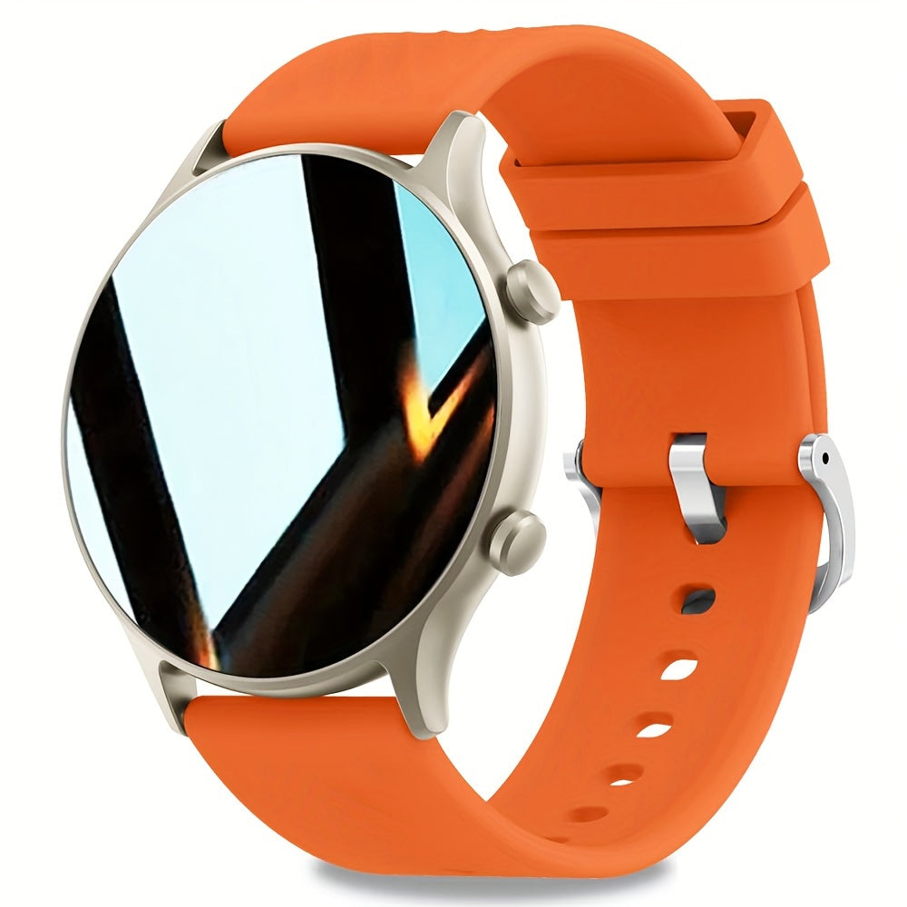 Reloj inteligente para mujeres y hombres 3.53cm pantalla táctil caja redonda banda de silicona rastreador de fitness control de música llamadas inalámbricas