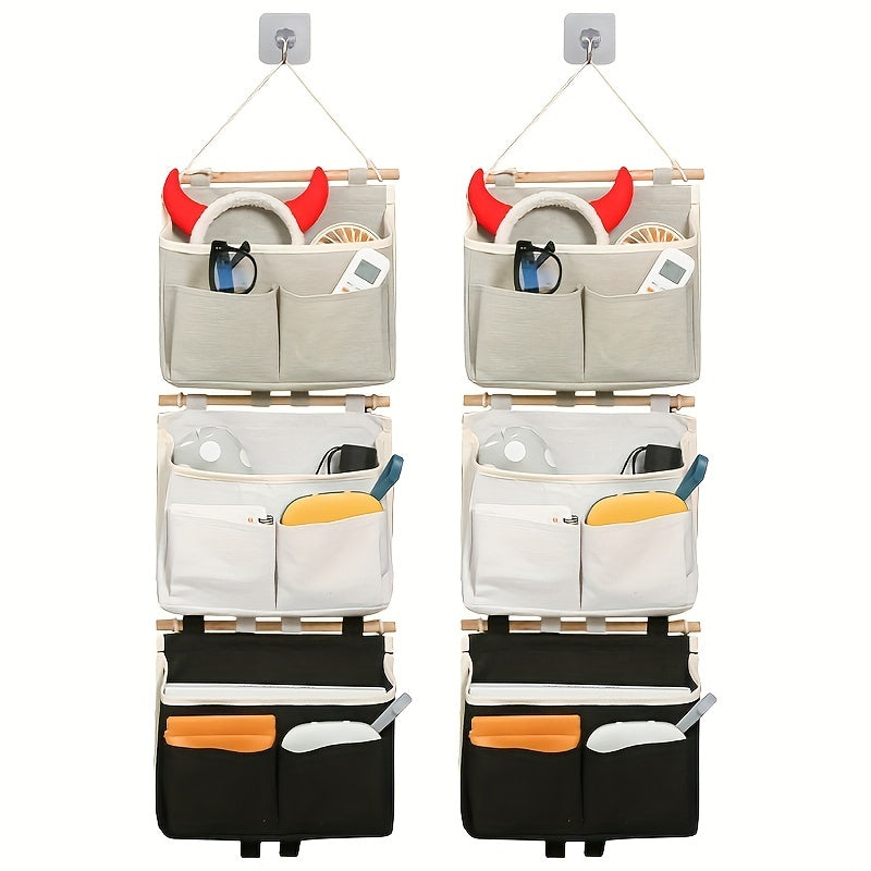 Wall-Mounted Ramie Cotton Hanging Bag for Kitchen Bathroom Closet Storage