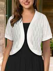 Women's Plus Size Ribbed Short Sleeve Elegant Cardigan