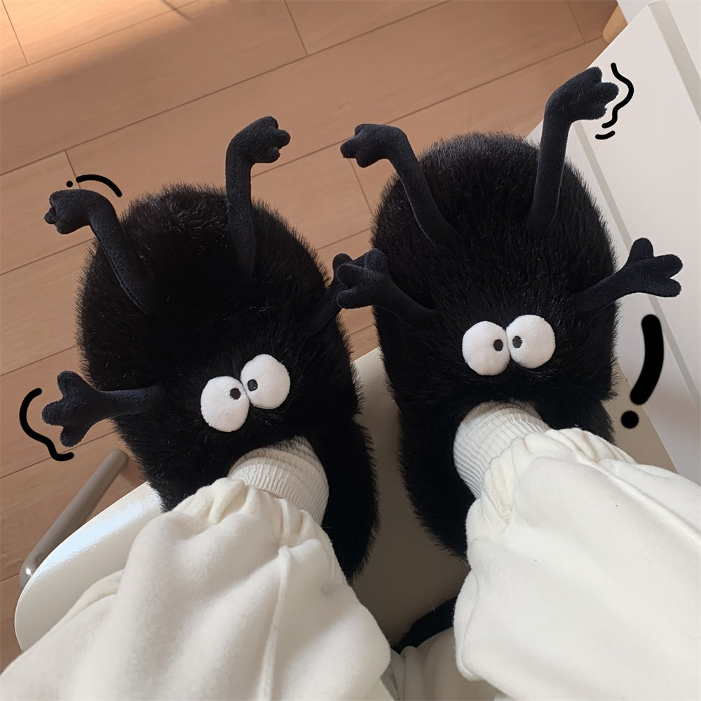 Uniseks peluş multfilmli mo'ynali yopish uchun uy ichki chanoq poyabzal, sirpanmaydigan, yumshoq taglik
