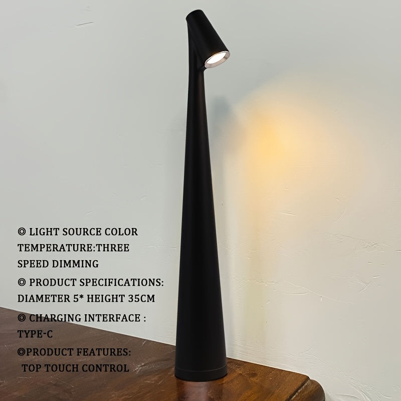 Rechargeable LED Desk Lamp with Touch Control, Adjustable Colors for Reading and Studying