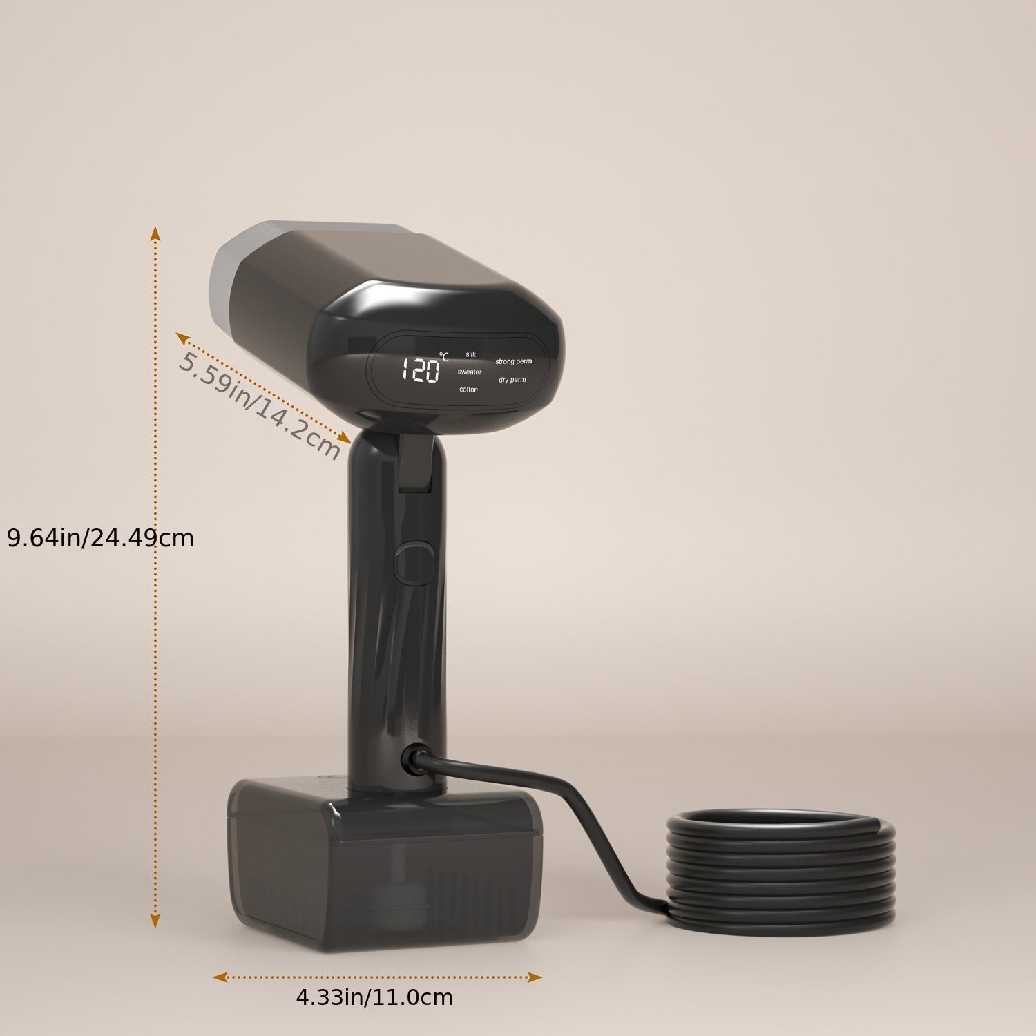 Vaporizador portátil de prendas de 1800W con pantalla de temperatura y depósito de agua de 330ML