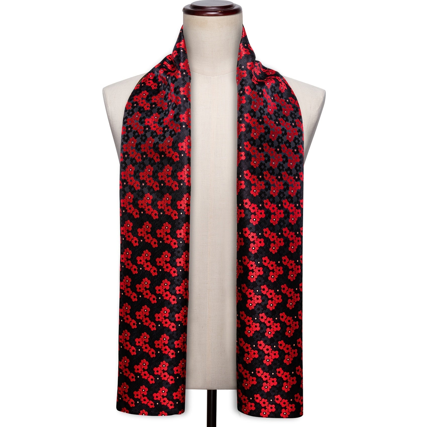 Men's Black Jacquard Paisley Floral Scarf for Autumn Winter