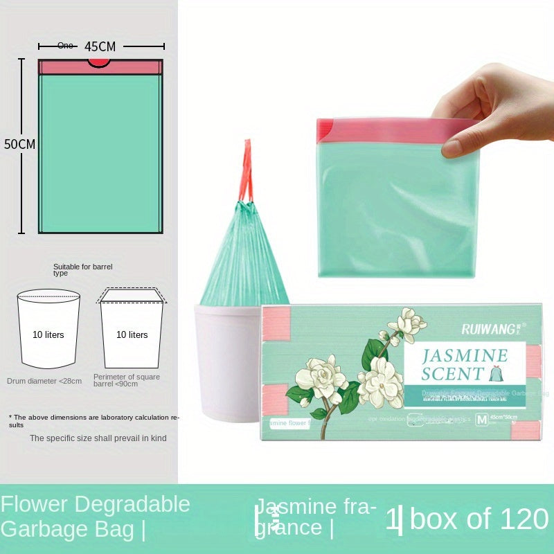 Multipack Tear-Free Drawstring Trash Bags Black Degradable Kitchen Bathroom Bedroom