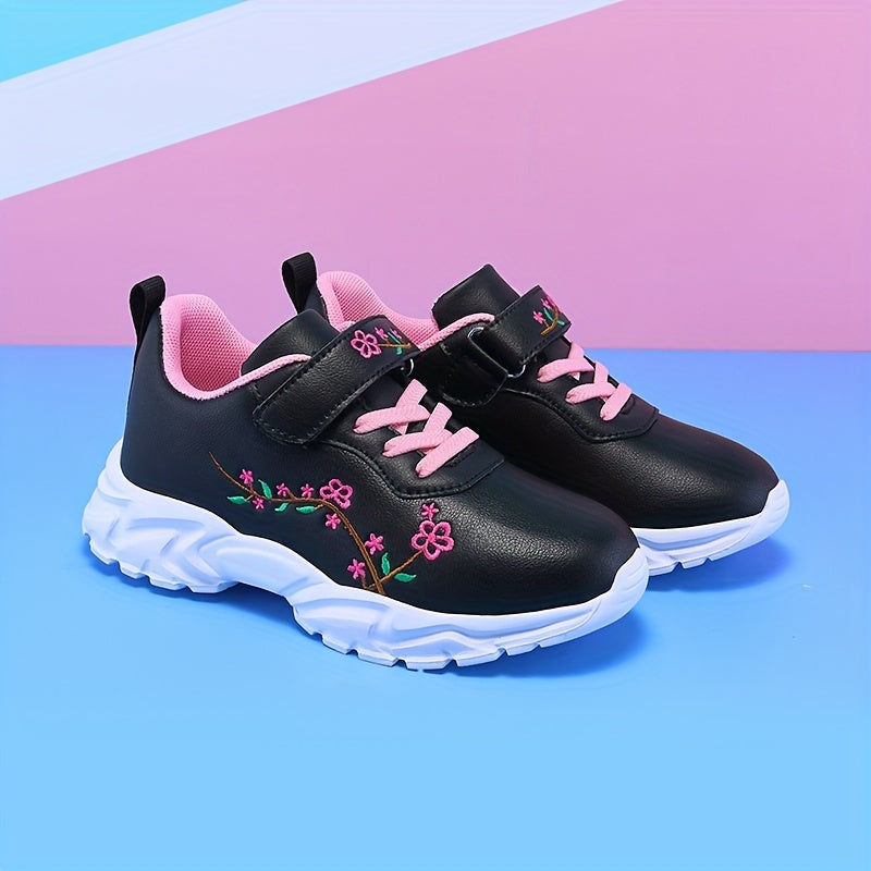 Girls' Casual Sports Shoes with Embroider Flowers Low Top EVA Sole