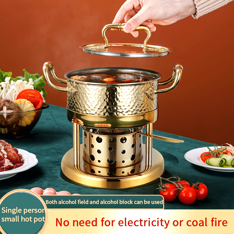 Stainless Steel Single Serving Hot Pot for Induction Cookers Outdoor Dining