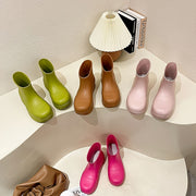 Women's Rain Boots Soft EVA Mid-Heel Slip-On Closed-Toe Waterproof Shoes