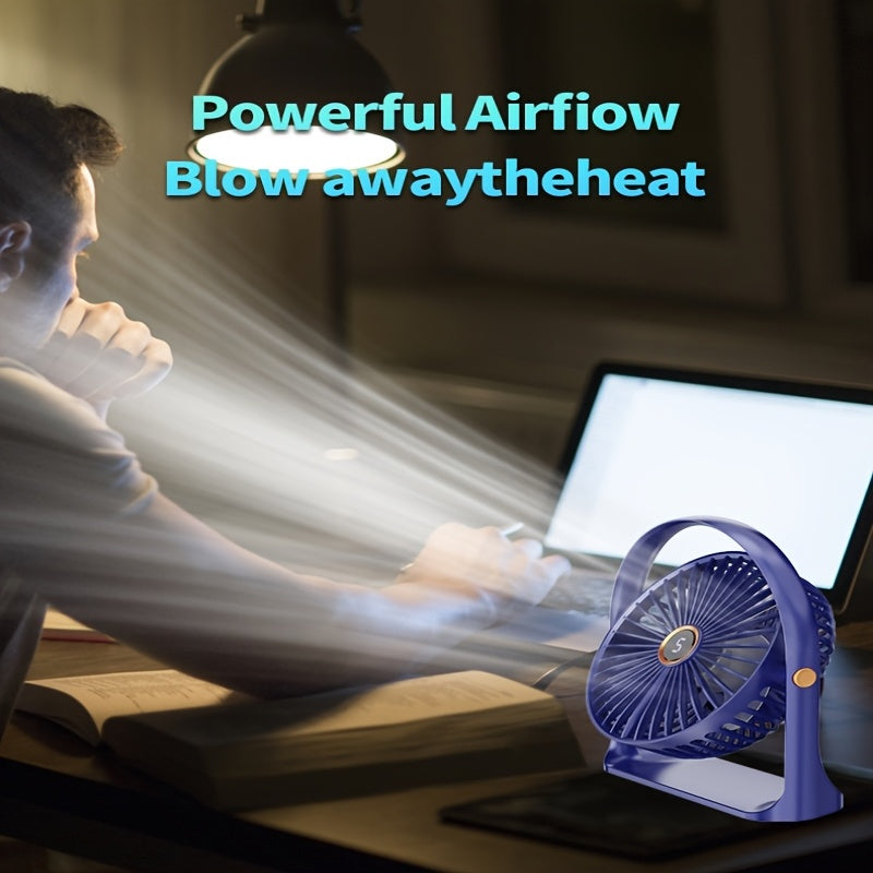 Compact USB Rechargeable Table Fan with Clip-On, Quiet 5W Personal Fan