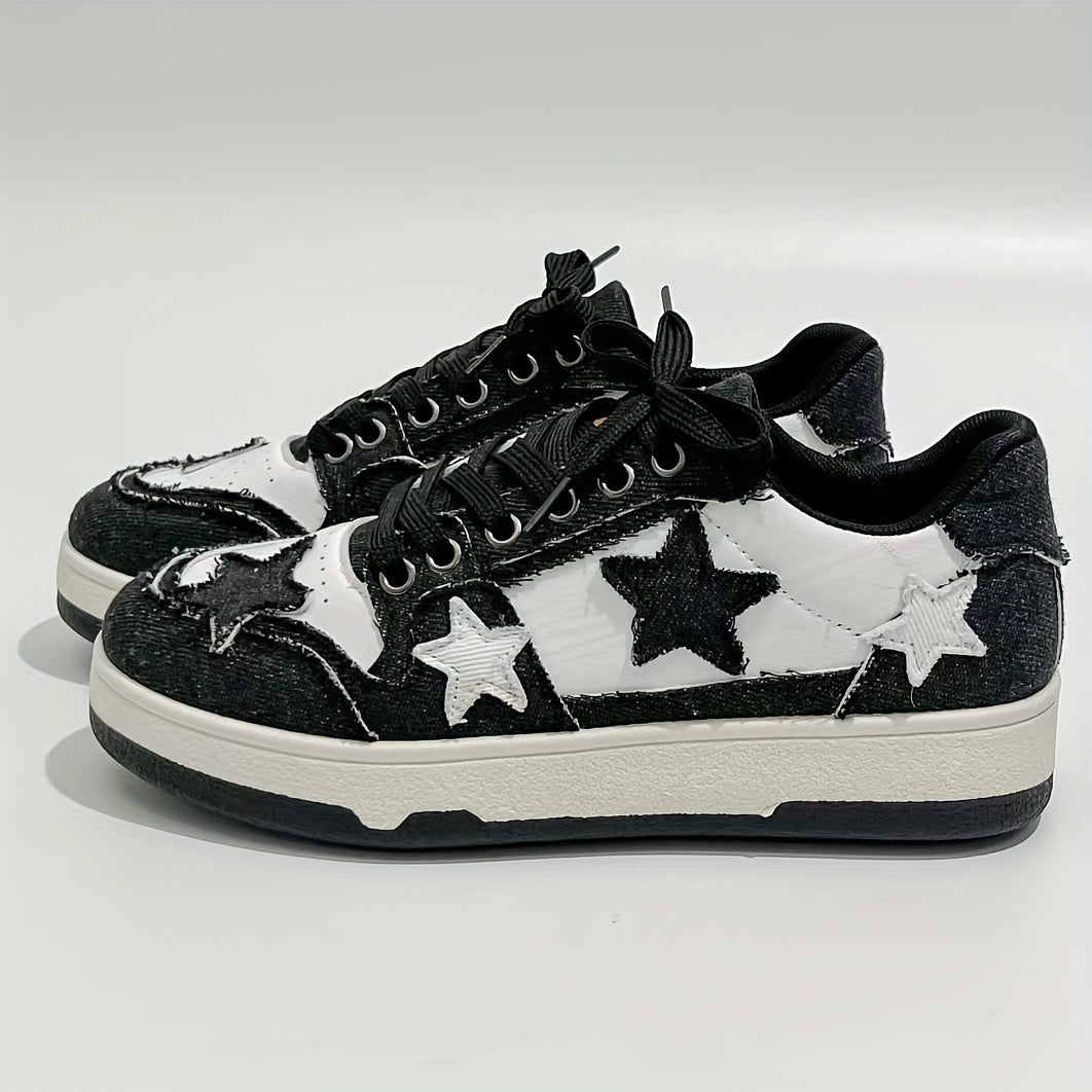 Women's Vintage Star-Patterned Sneakers Breathable Lightweight Non Slip