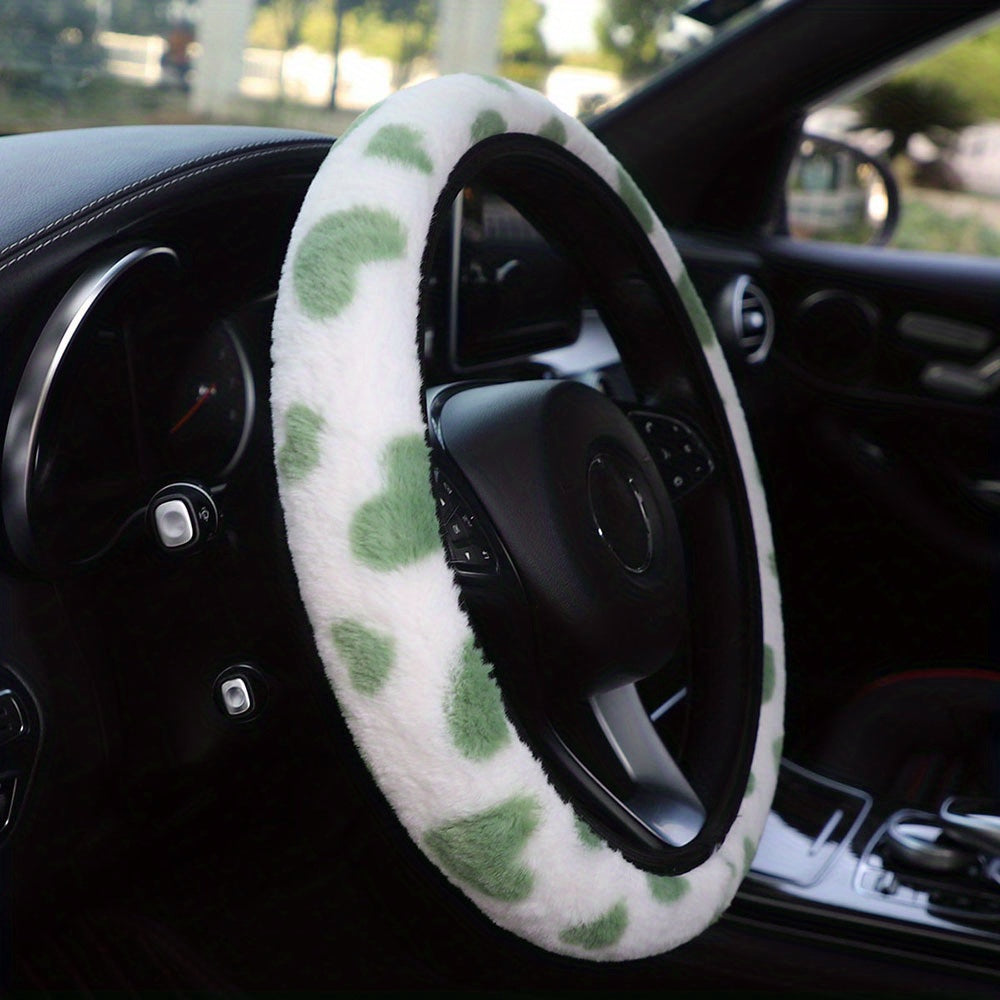 Ayollar uchun yumshoq peluş avtomobil boshqaruv g'ildiragi qopqog'i, qulay avtomobil ichki aksessuarlari
