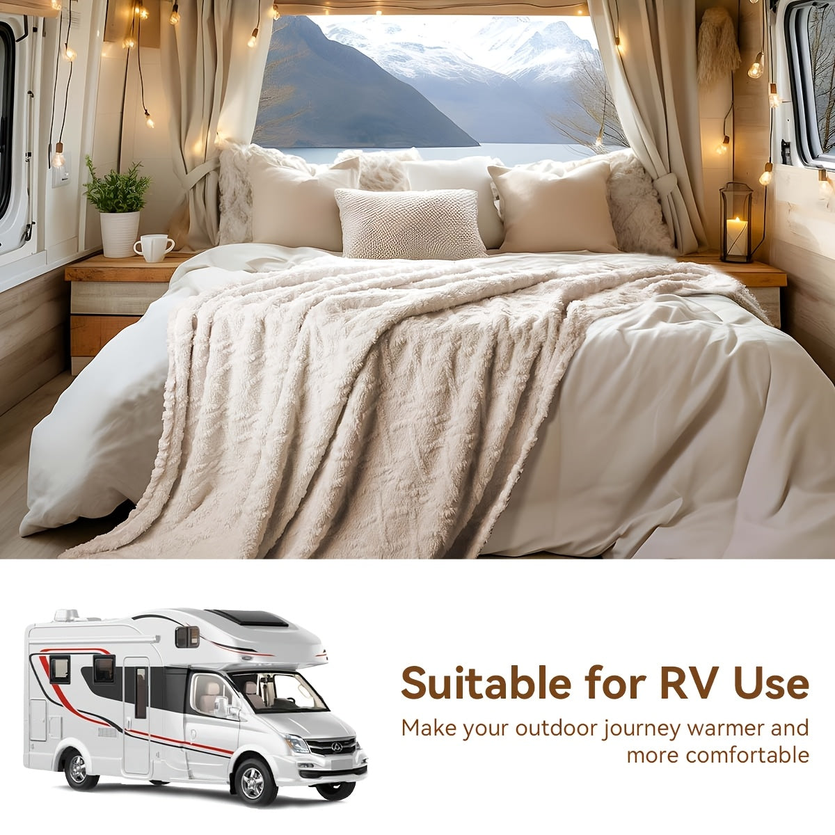 Fuzzy Throw Blanket Polyester Lightweighy Cozy RV Sofa Bed Comfort Accessory