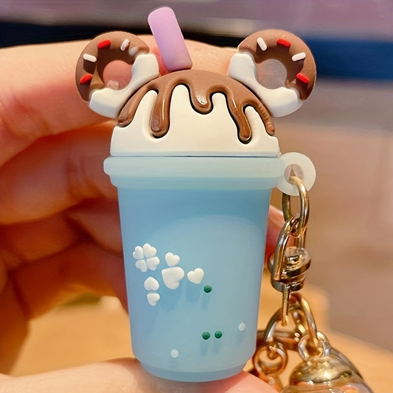 Cute Candy Color Ice Cream Cup Keychain Car Pendant Bag Charm Purse Accessory