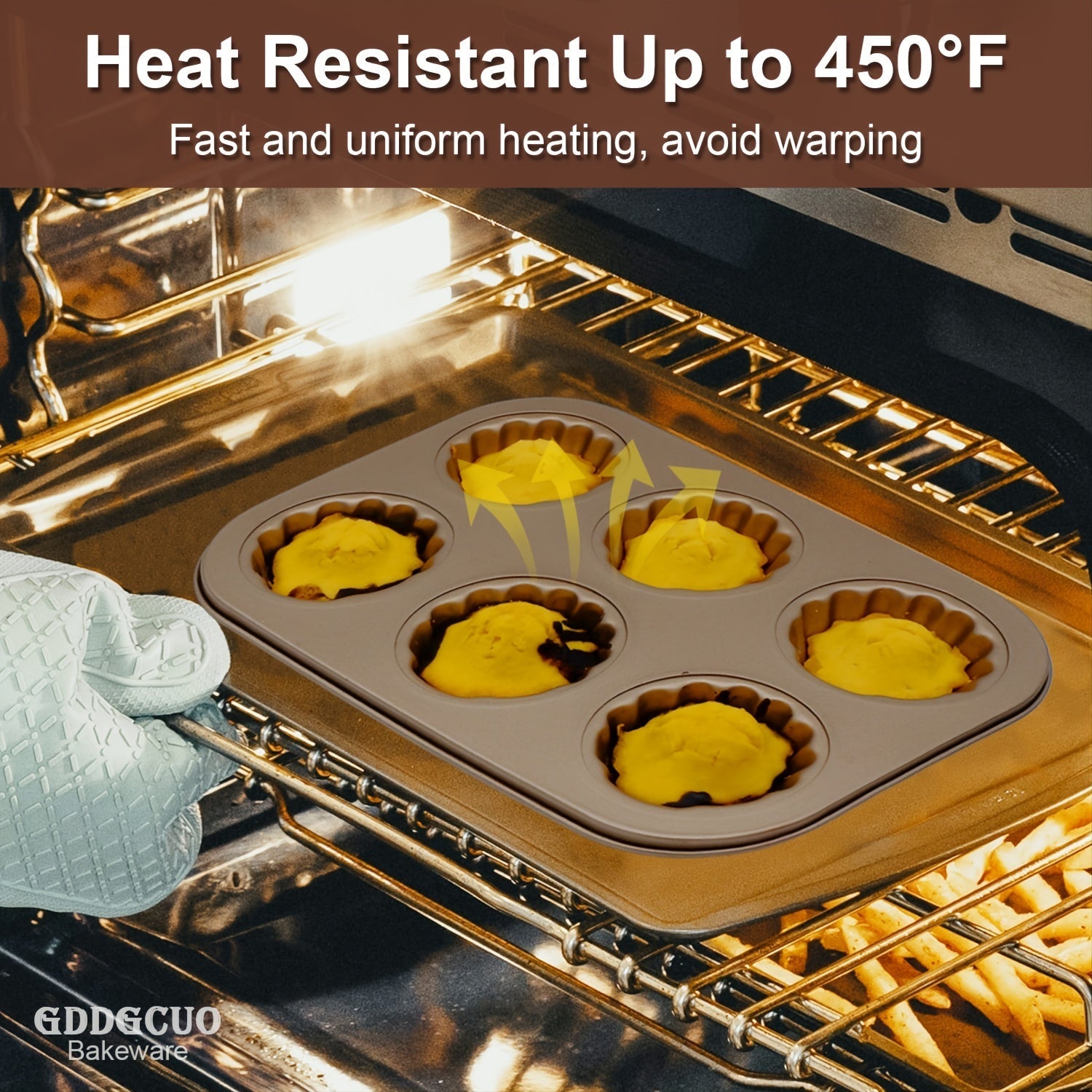 Non-Stick Madeleine Pans 6-Cavity Shell-Shaped Baking Pan Oven Safe Golden