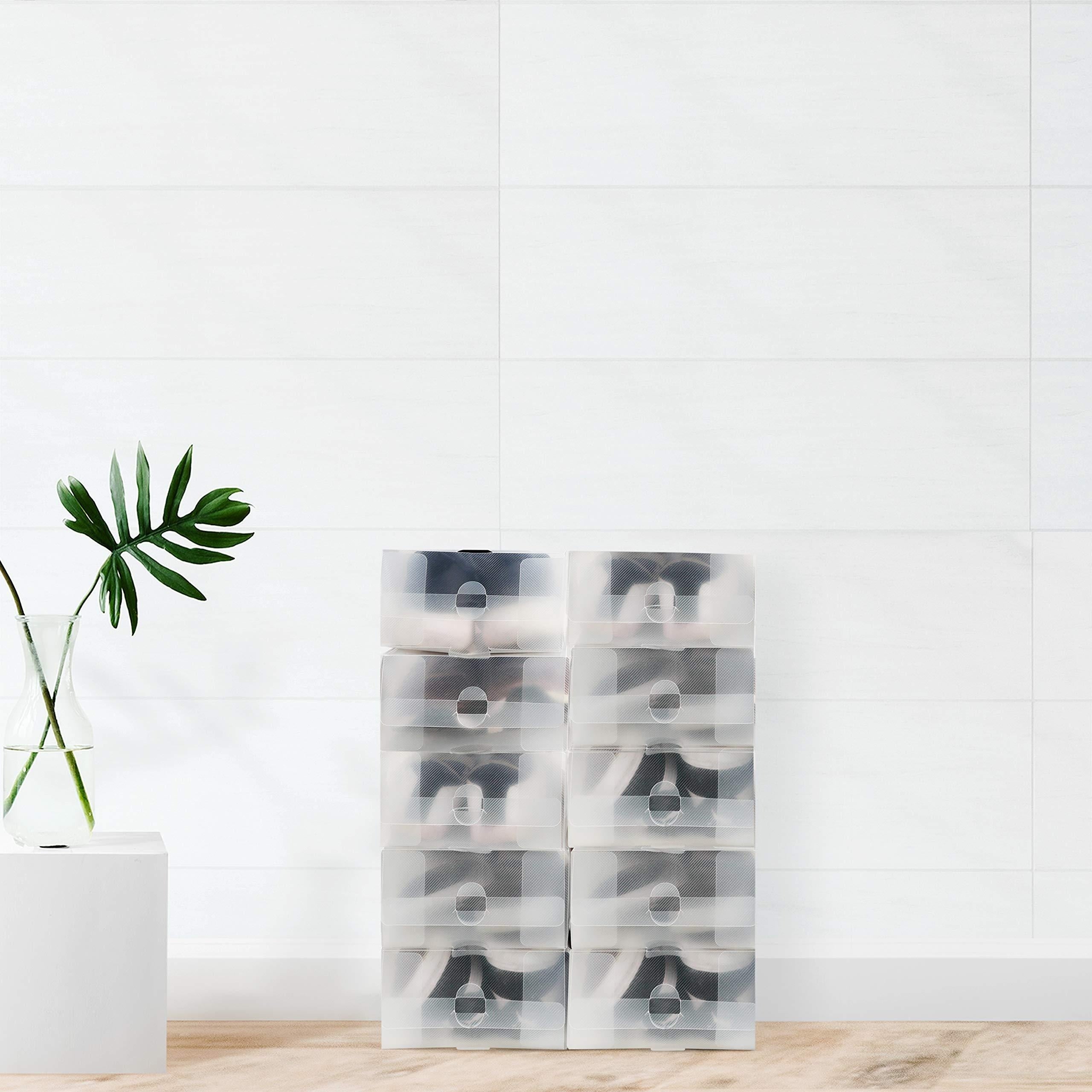 10 ta to'plangan poyabzal saqlash qutilari, tutqichli, egiluvchan va changdan himoyalangan, uy va yotoqxona uchun foydalanish uchun