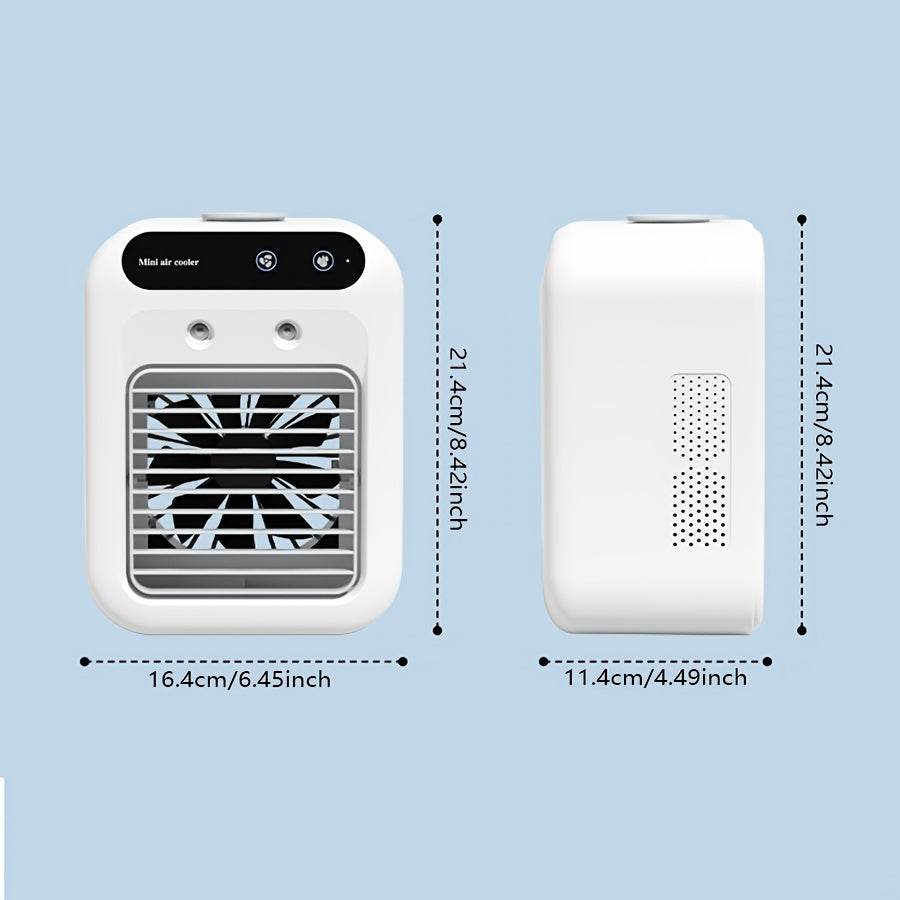 Portable Mini Air Conditioner Fan USB Rechargeable 1800mAh Quiet Compact White
