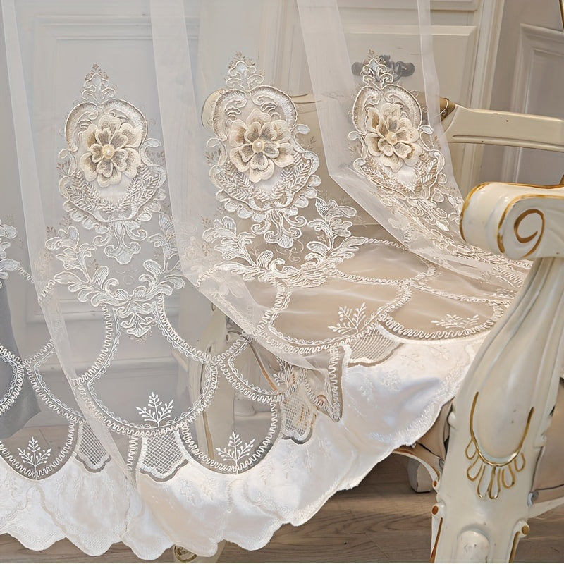 European Romantic Blackout Curtain with Embossed Jacquard Grommet Top for Living Room Bedroom 2 Panels