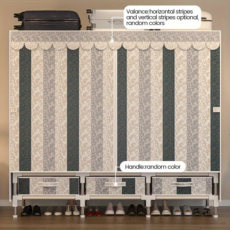 Минималистичный стальной шкаф с 6 полками, 3 ящиками и вешалкой