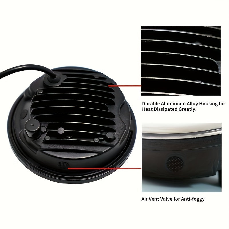 Farola de motocicleta LED de cromo negro de 5.75 pulgadas con halo DRL y señal de giro